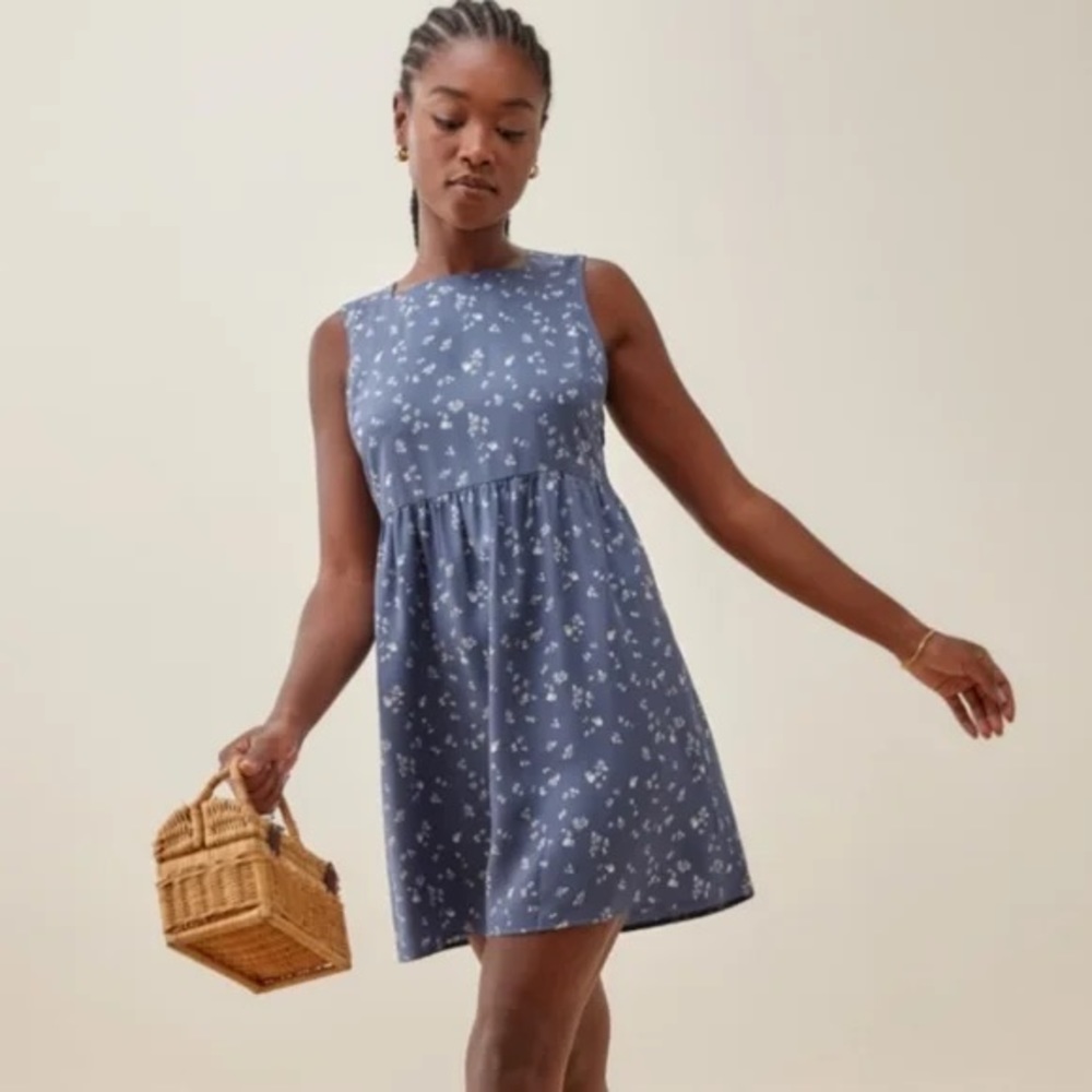Reformation Tanner Dress Light blue with white floral print - Picture 2 of 9